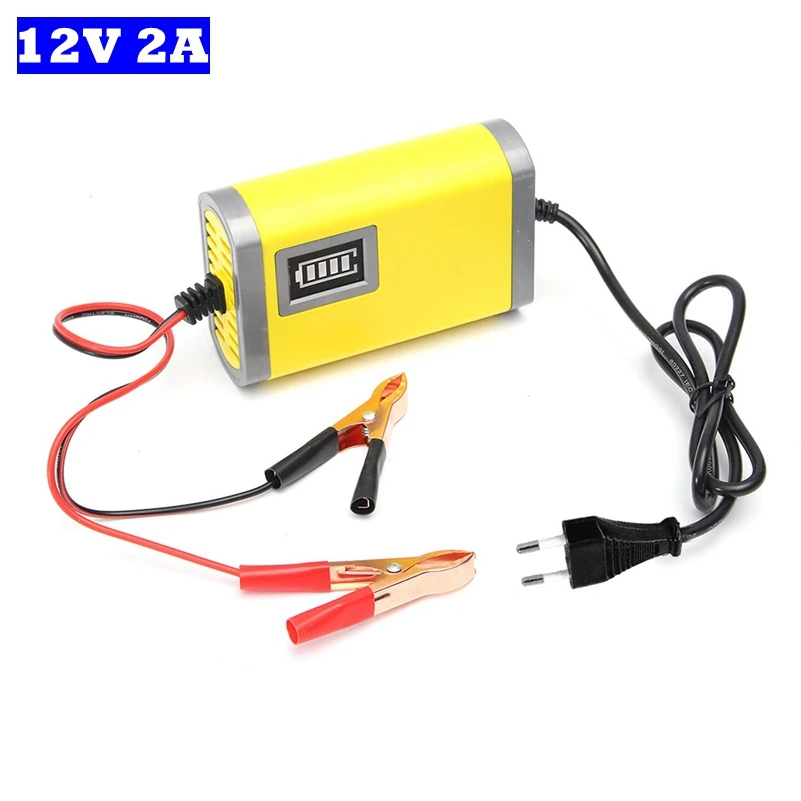 

EU 12V 2A Smart Battery Charger Automatic Auto Car Power Supply Lead Acid AGM GEL 12V Motorcycle Charger LCD Display DC13.8V
