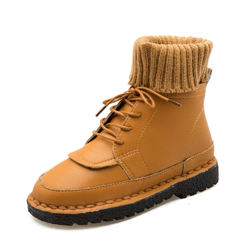 

2019 autumn and winter new Martin boots British wind with round head lace ankle boots brwon 0228
