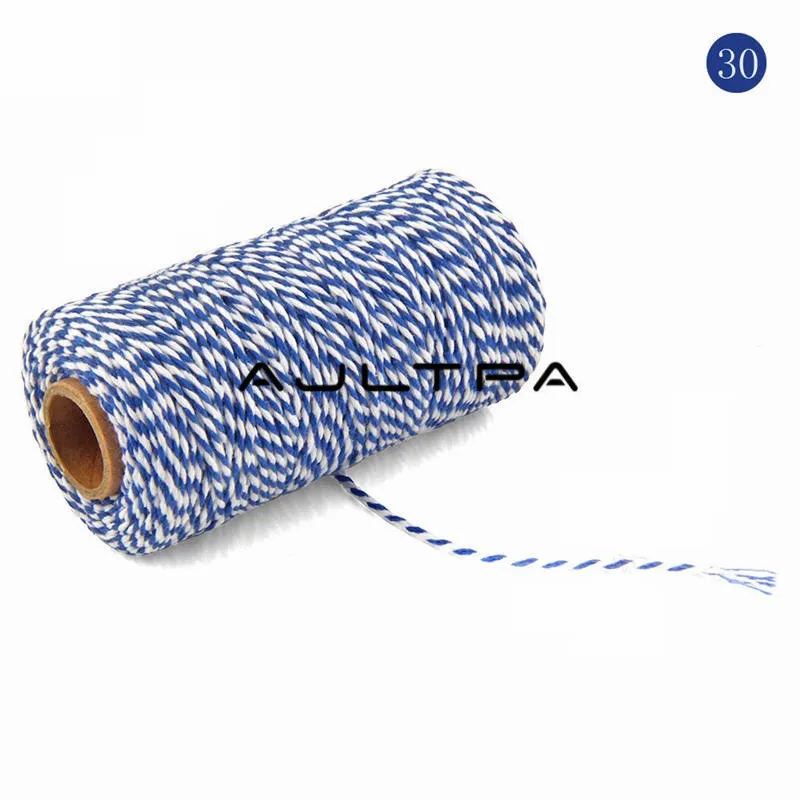 Royal blue and white 100 рулон 100 м 2 мм двухцветные хлопковые Bakers шпагат, веревка хлопковые шнуры веревка домашнее украшение ручной работы для пошива швейных изделий - Цвет: Royal blue and white
