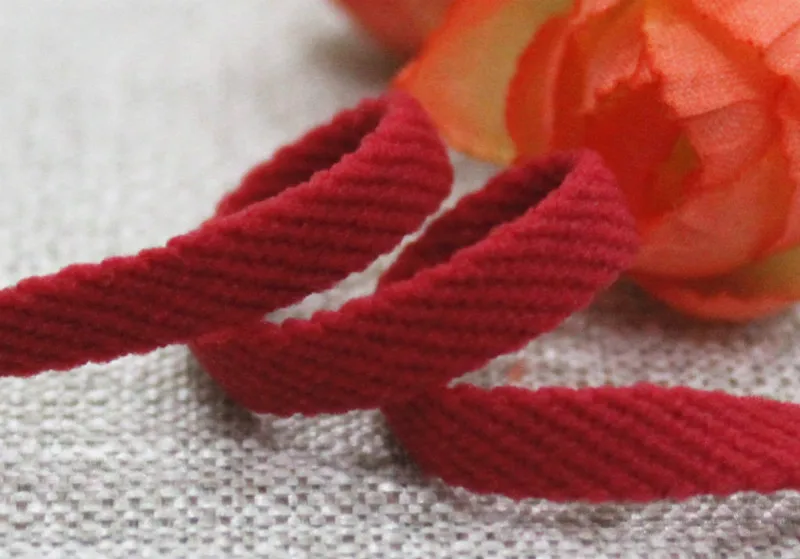 

6mm red nylon twill hollow braided rope elastic flat rope double elastic tapes bow rope waist belt hat rope