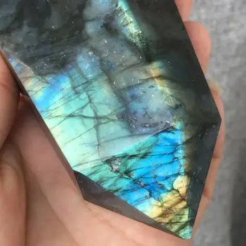

480-500G Natural Labradorite Obelisk Quartz Crystal Wand Point Healing
