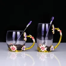 Стеклянная чашка кружки Чай свадебное стекло es сок эмаль Caishui чашки цветочные чашки термостойкие Хрустальные стеклянные чашки