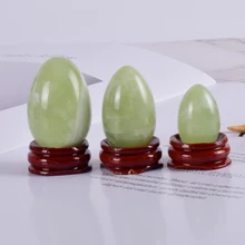 Кристалл иони яйцо натуральный Xiuyan Нефрит массаж набор яиц для массажа разсверливание и деревянная основа минеральный шар Кегеля Упражнение тазового пола мышцы вагинальные