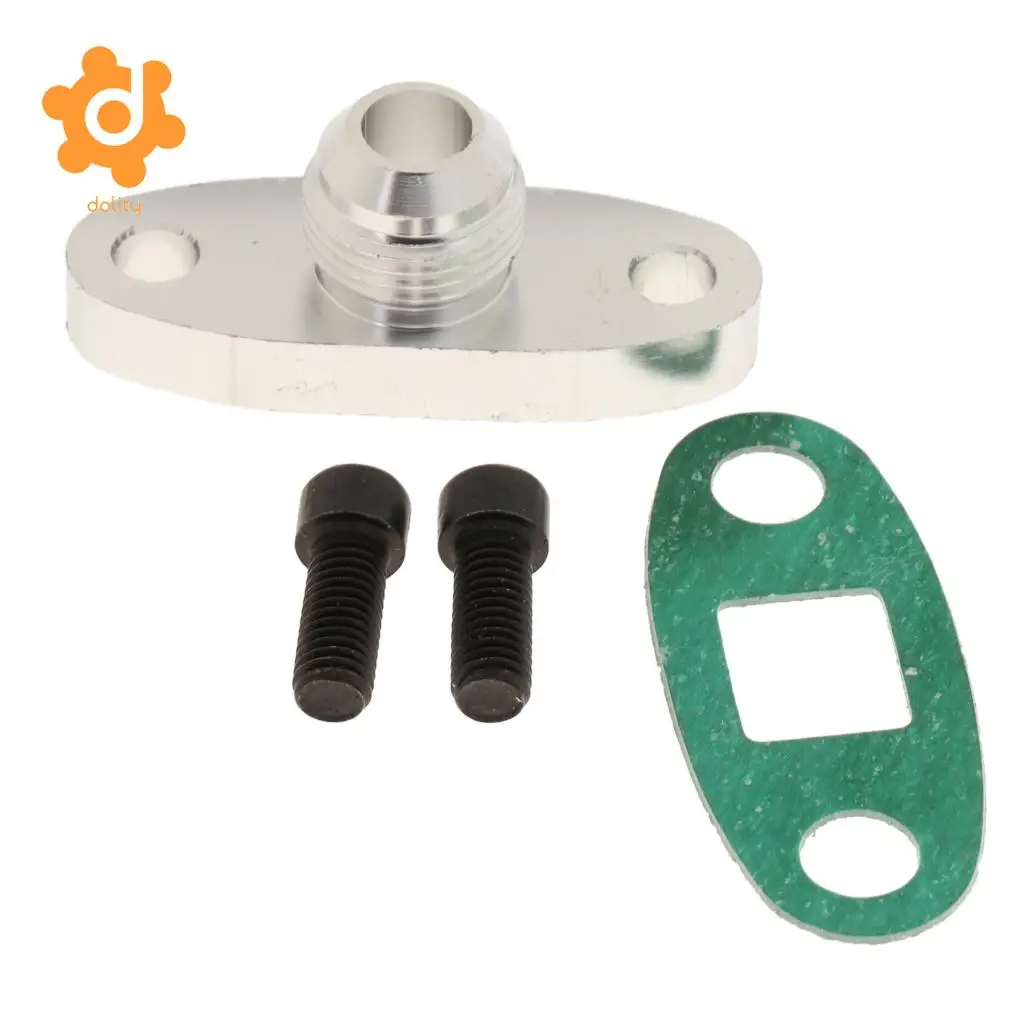TF008 Turbo Oil Feed Inlet Flange + Gasket Adapter Kit 10AN Fitting T3 T4
