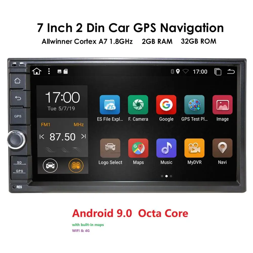  32GROM Android 9.0 Auto Radio Octa Core 7Inch 2DIN Universal Car NO DVD player GPS Stereo Audio Hea