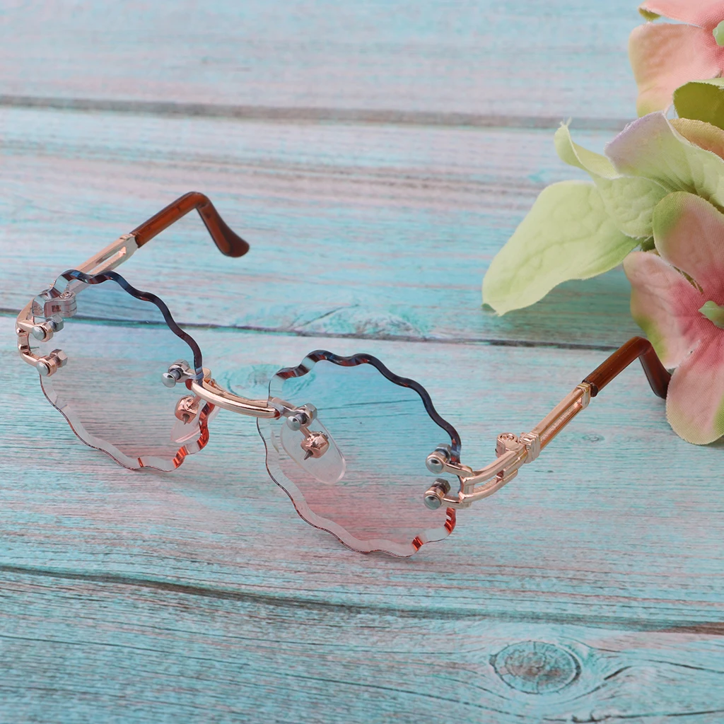12inch Fashion Doll Clothing Accessory Metal Frame Glasses Wave Lens Sunglasses For Monster High Doll Dress-up Blue Pink Lens