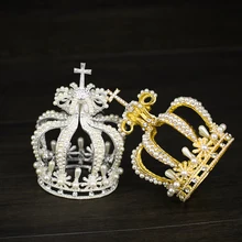 Trendy Gold Silver Tiaras And Crowns Crystal Pearl Hair Jewelry For Wedding Women Small Round Crown Bridal Hair Accessories
