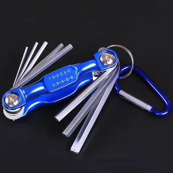 

New Hot Folding Hex Key Wrench Metric Allen Key Wrench with Chrome Finish Carabiner for Bicycle Computer