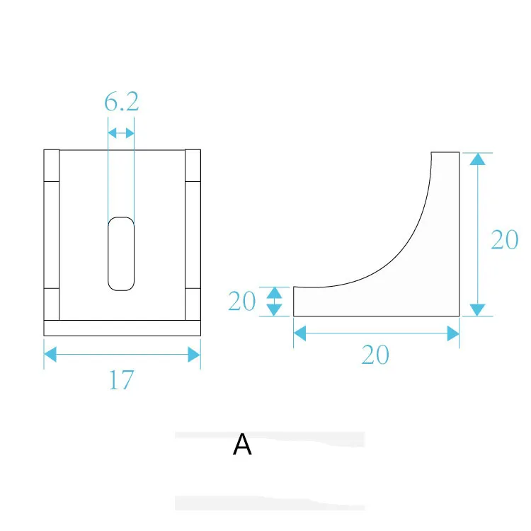 Угловой фитинг угол алюминиевый 17 мм x 20 мм L Тип Кронштейн крепеж для профиля 10 шт