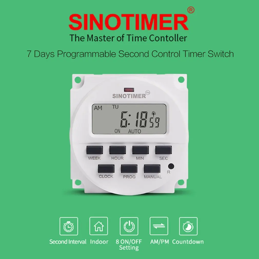 SINOTIMER 220V Weekly 7 дней программируемый цифровой реле времени таймер управление для