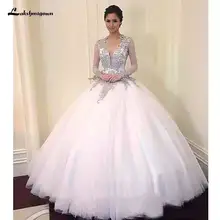 Скромные Длинные рукава арабские подвенечные платья с аппликацией Саудовская Аравия мусульманское Свадебные платья Принцесса бальное платье