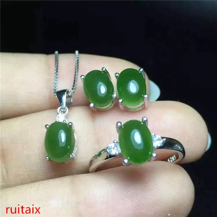 

KJJEAXCMY boutique jewels 925 sterling silver inlaid natural hetian jasper pendant necklace ring women's jewelry water drop 3 se