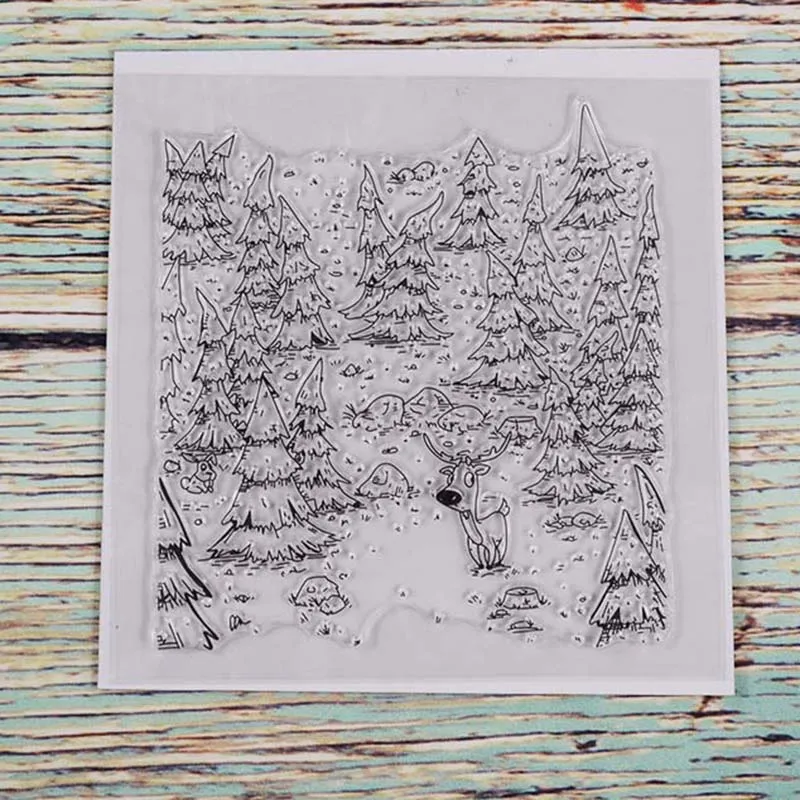 

Forests background transparent clear stamp for DIY Scrapbooking/Card Making/Kids Christmas Fun Decoration Supplies