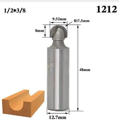 1 шт. 6,35 мм 12,7 мм 1/" 1/4" для конических фрез со сферическим концом; двойное обрамление; быстроходный деревообрабатывающий фрезерный станок бит фрезы для дерева бит коробки бухточки - Длина режущей кромки: NO 12