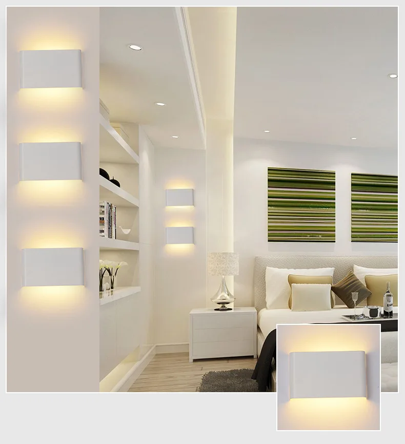 Chiclits LED Night Lights Modern Minimalist Aluminum Wall Lamp Bathroom Mirror Light Sconce Bedroom Livingroom Luminaire 6W12W18W24W  (6)