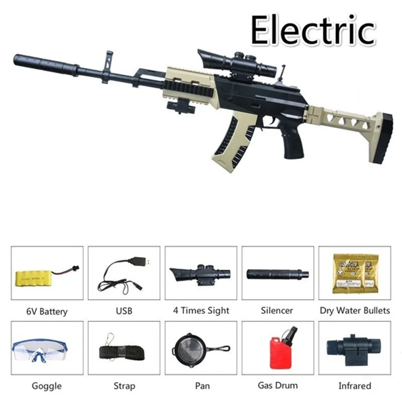 Безопасная электрическая версия M762 пистолет AK-15 винтовка CS стрельба игры Пейнтбол пистолет детский подарок Детская игрушка водяной пистолет - Цвет: Khaki Black-standard