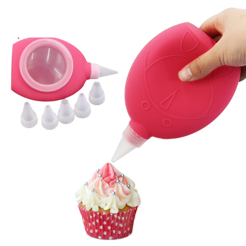 

Silicone Macaron Cake Tools Icing Piping Decorating Pen 6 Nozzles Set Kit Baking Bottle Cakes Decorating Tool