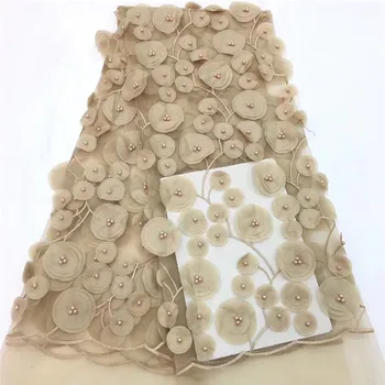 

african French Lace Fabric High Quality Sequins Nigerian Embroidery Tulle French Lace with round flowers and beads BZL-101406