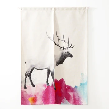 

Watercolor Forest Animal Door Curtain Linen Tapestry Children Study Bedroom Home Decor Bedroom Kitchen Curtain 85x120cm/85x90cm