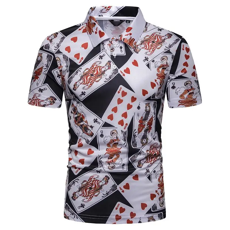 Мужская футболка-поло в стиле хип-хоп с принтом игральных карт