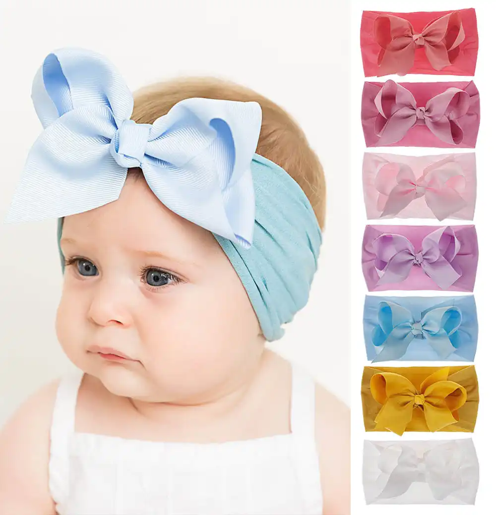 Headwrap Baby Girl Headwrap Big Bow Headwrap for Babies Topknot Blue