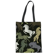 FORUDESIGNS/камуфляжная Женская парусиновая сумка-шоппер для женщин и девушек, большая Повседневная многоразовая сумка для продуктов, женская сумка через плечо