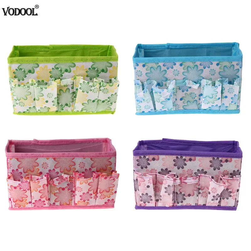 

Pink, Blue, Purp Large Capacity Foldable Desk Storage Box Makeup Cosmetics Pens Stationery Container Non-woven Desktop Organizer