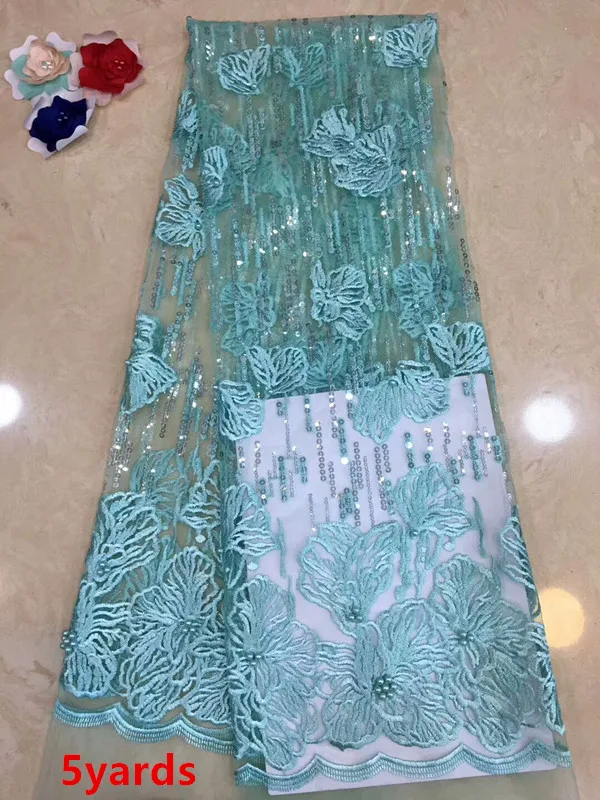 

African beaded Laces Fabrics Embroidered High Quality French Lace Fabric with sequins Nigerian Net tulle Lace Fabric dpse204