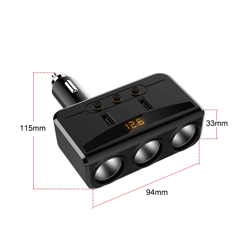 Универсальный Автомобильный USB гнездо для автомобильного прикуривателя с разъемом 12 V-24 V Мощность адаптер макс. 5 в 3.1A 2 зарядных порта USB для автомобиля Зарядное устройство с вольтметром ЖК-дисплей
