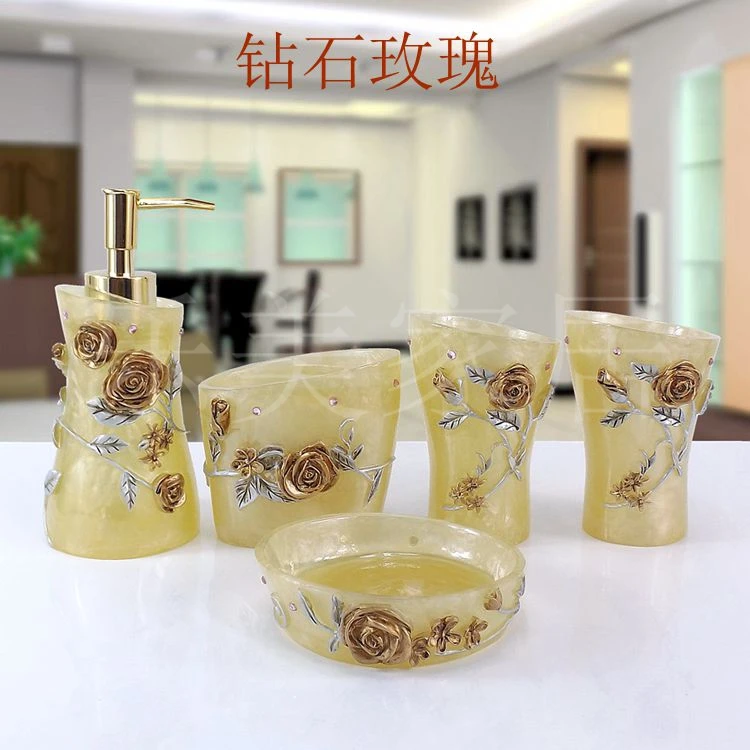

2016 Time-limited Hot Sale Stocked Bathroom Set Banheiro Lemei Five Piece Bathroom Wedding Suit Style Suite Wash Gargle Cup