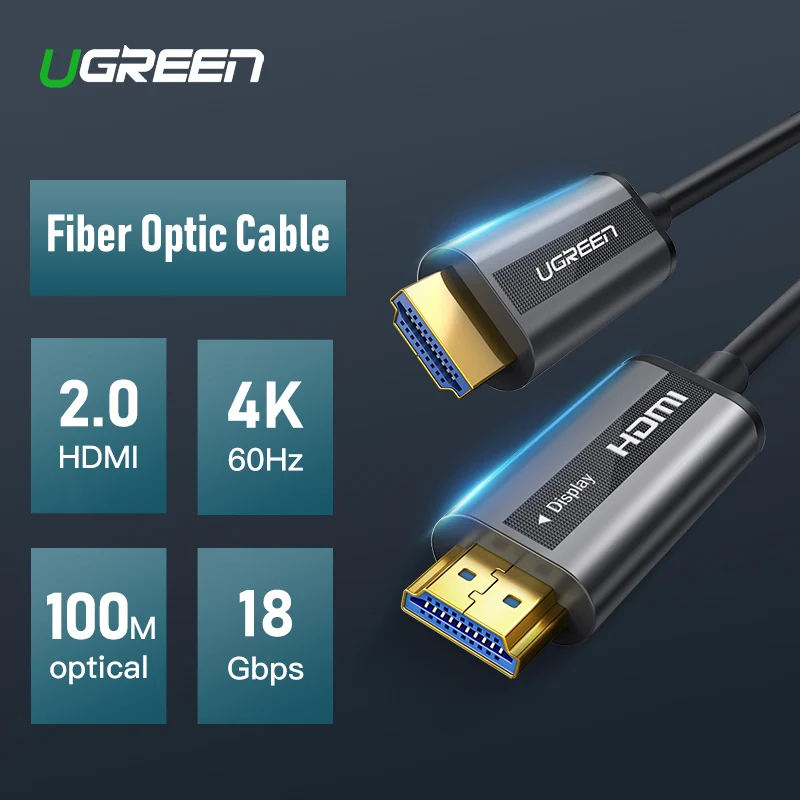  UGREEN HDMI 2.0 Cable 4K 60Hz Fiber Optic HDMI Cable 2.0 HDR for HD TV Box Projector PS4 Cable HDMI