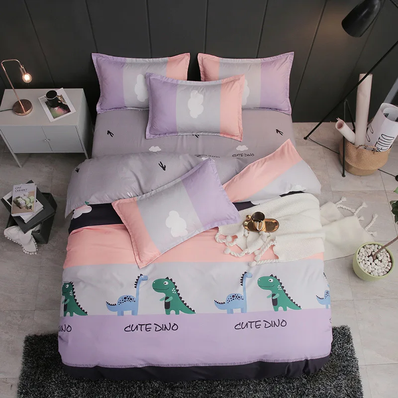 أفضل. WENSD 100% الخيزران الألياف جديد مصنع الفاكهة طقم سرير lemon-الغزلان-شريط-الملكة حجم نوم مجموعات مع المعزون لحاف غطاء