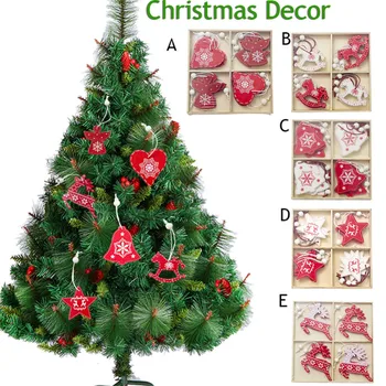 

Nordic Style Christmas DIY Pendant Box Wooden Mini Christmas Tree Bells R Five-Pointed Star Elk Hanger Christmas Decoration