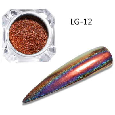 0,2 г/кор. голографические блестящие лазерные Порошковые блестки для ногтей маникюр Дизайн ногтей хром пигмент ногти "сделай сам" 12 цветов на выбор - Цвет: LG12