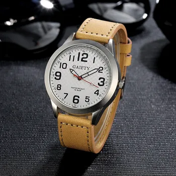 

GAIETY Retro Design Luxury Brand Mens Watch Stainless steel PU Leather Men Clock Analog Quartz Wrist Watches montre homme