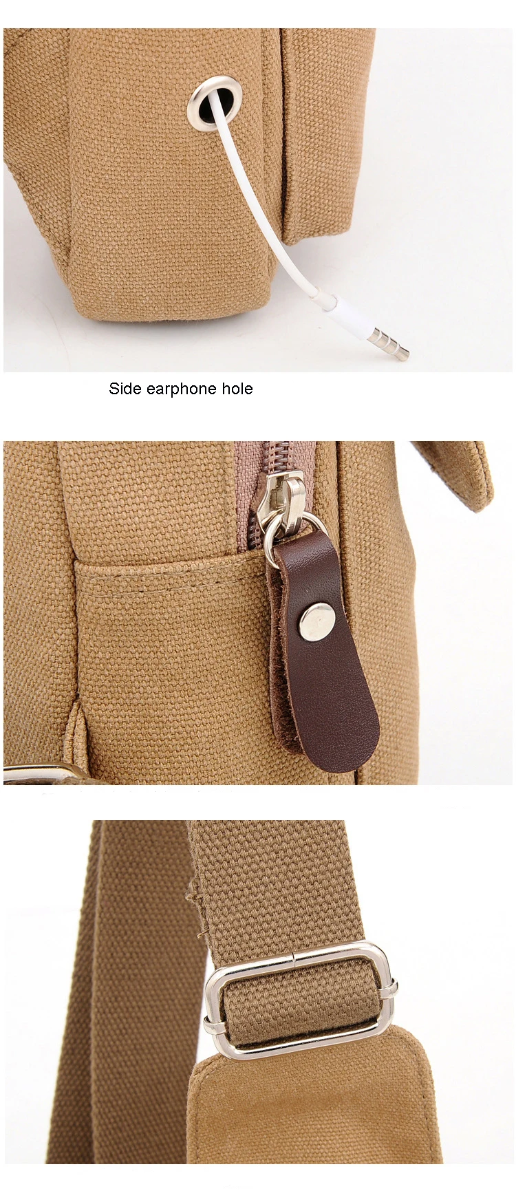 Men's backpack canvas backpack Sports sling bag Outdoor Cycling Running Messenger Bag Shoulder Bag backpack Black, coffee ,khaki (6)