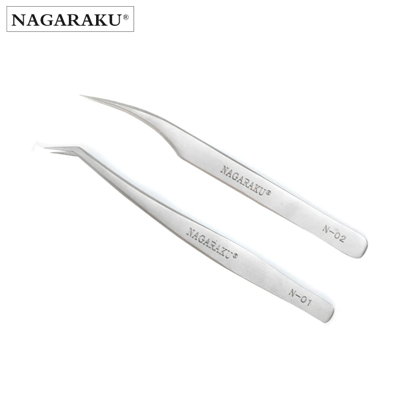 NAGARAKU 2 шт. N-01 N-02 Пинцет для профессионального наращивания ресниц прививки пинцеты
