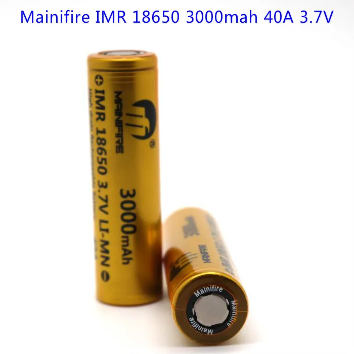 100 шт./лот Mainifire 40a аккумулятор 3000mah 18650 Аккумулятор Перезаряжаемый 18650 аккумулятор 40a(откидной верх