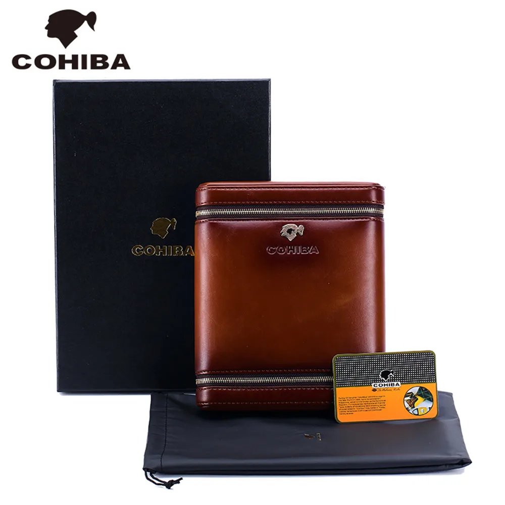 COHIBA кожа lubinski humidor тяжелый Калибр сигары влажные трубки вмещает 6 сигар Чехол кожаный