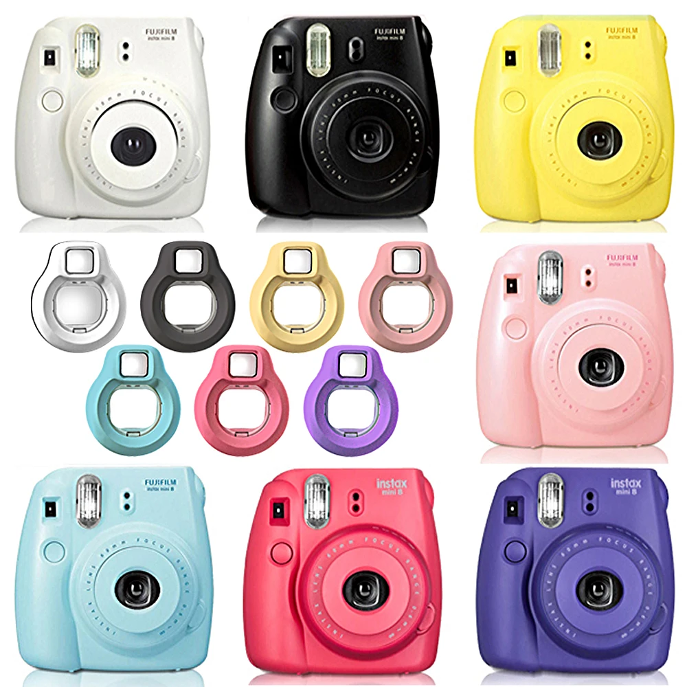 

Fuji Fujifilm Instax Mini 8 Instant Camera Black, White, Pink, Blue, Raspberry, Grape + Close-up Lens Selfies Mirror