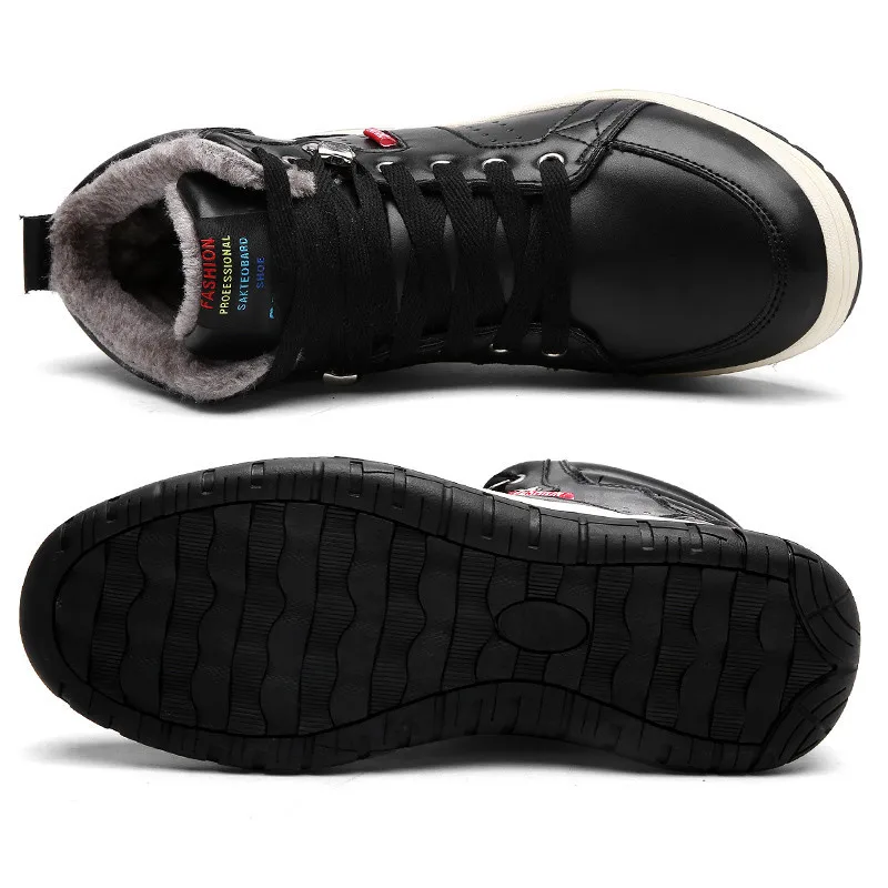 Мужские зимние ботинки теплые из плюша черные для работы большие размеры 39