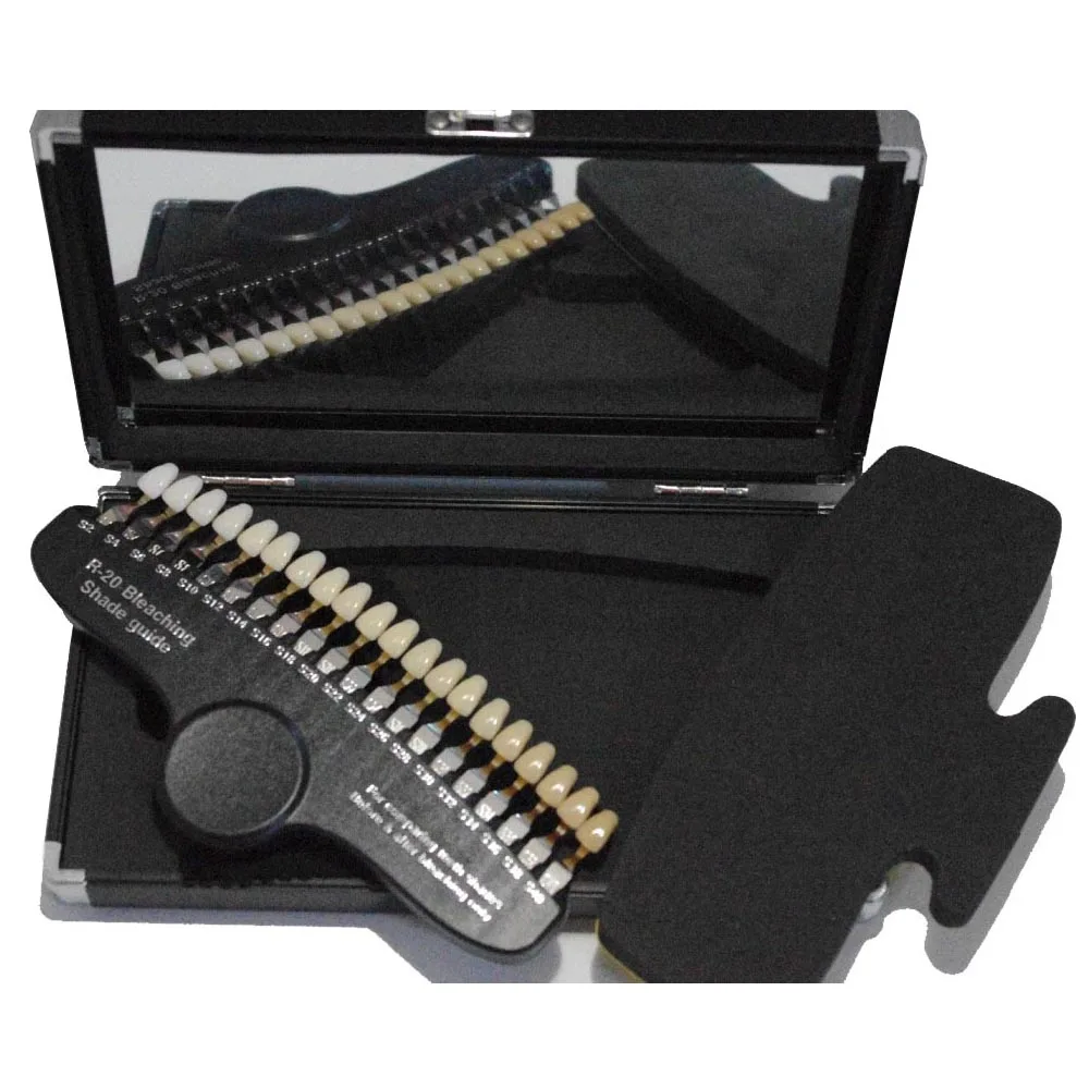 

Professional Dental Teeth Whitening Shade Guide With Mirror For Clinic 20 Colors Porcelain 3D Shade Guide Tooth Whitening System