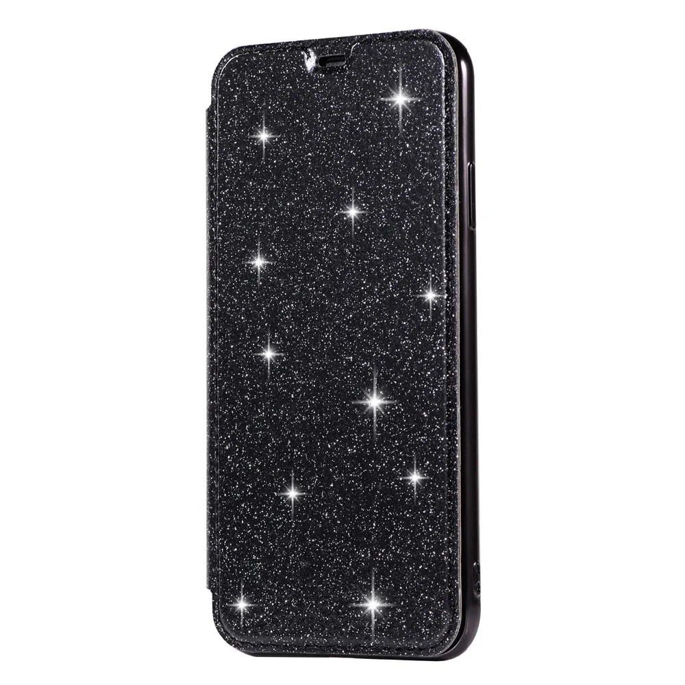 Bling Блеск кожаный флип чехол для iPhone Xs Max XR X прозрачная задняя чехол для iPhone 5 5S SE 6 6 S 7 8 плюс Слот карты бумажник
