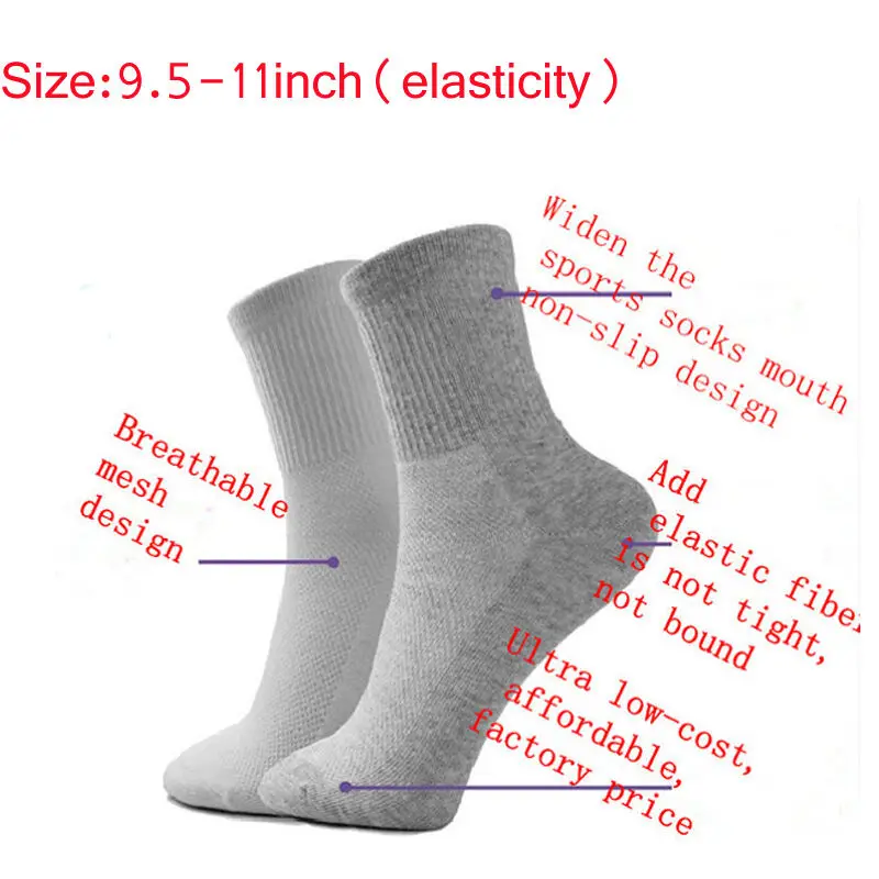 

2019 Solid Practice 5 Pairs Mens Socks Winter Thermal Casual Soft Cotton Sport Sock Gift Black/Gray Size 9.5-11