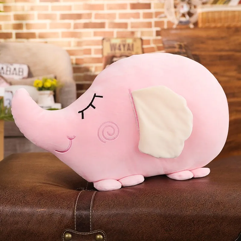 Pink 60 см Kawaii слон подушка мягкая плюшевая подушка игрушка бросок Болстер Набивка в форме животных Детские подушки украшение девочка подарок для малышей - Цвет: Pink