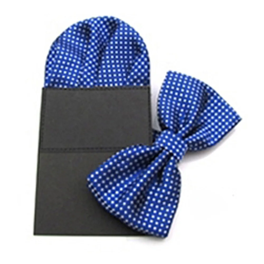 Royal Blue Мужской носовой платок галстук-бабочка Карманный квадратный набор белый горошек галстук-бабочка платок - Цвет: Royal Blue
