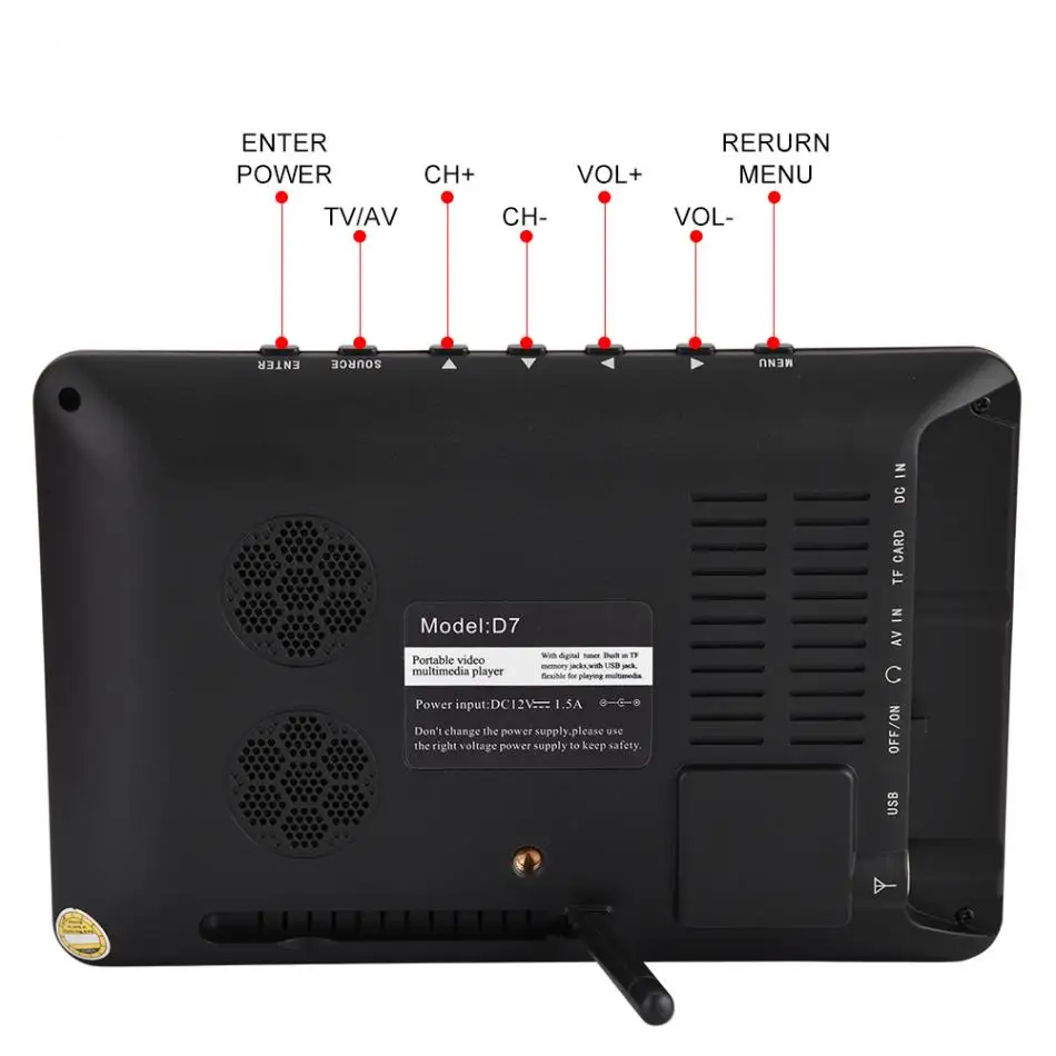 LEADSTAR ISDB-T 7 дюймов перезаряжаемые цифровой цветной ТВ плеер TFT-LED экран ЕС Plug