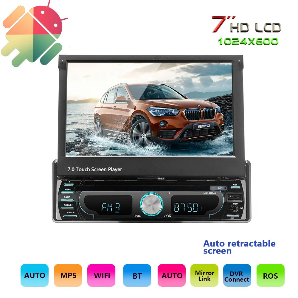 Podofo 1din Android 7 ''Универсальный Автомобильный dvd-плеер gps навигация Стерео Bluetooth Радио Аудио плеер FM Автомобильный мультимедийный плеер