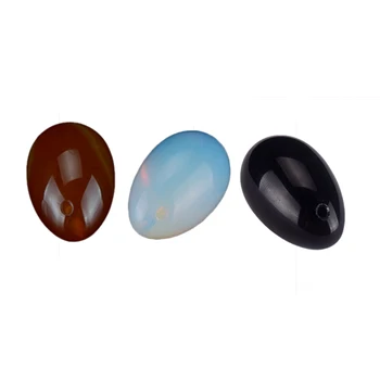 

Drilled Yoni Eggs 45X30mm Red Agate Opalite Black Obsidian Jade Eggs for Kegel Exercise Pelvic Muscle Vaginal Tightening