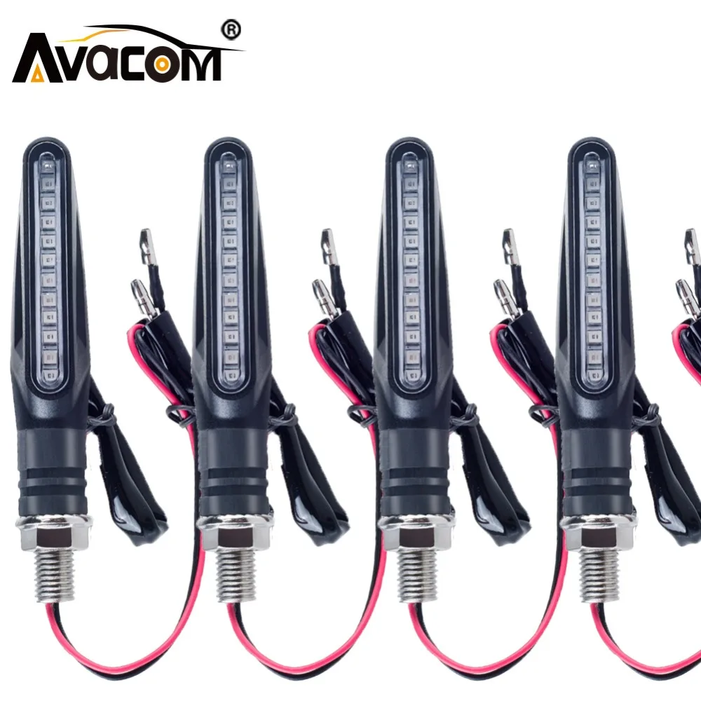 

Avacom 4 Pieces LED Motorcycle Flowing Water Warm White Amber LED Moto Turn Signal Lights 12V LED Lamp For Motorbike Scooter